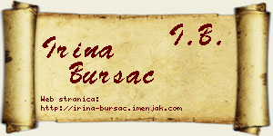 Irina Bursać vizit kartica